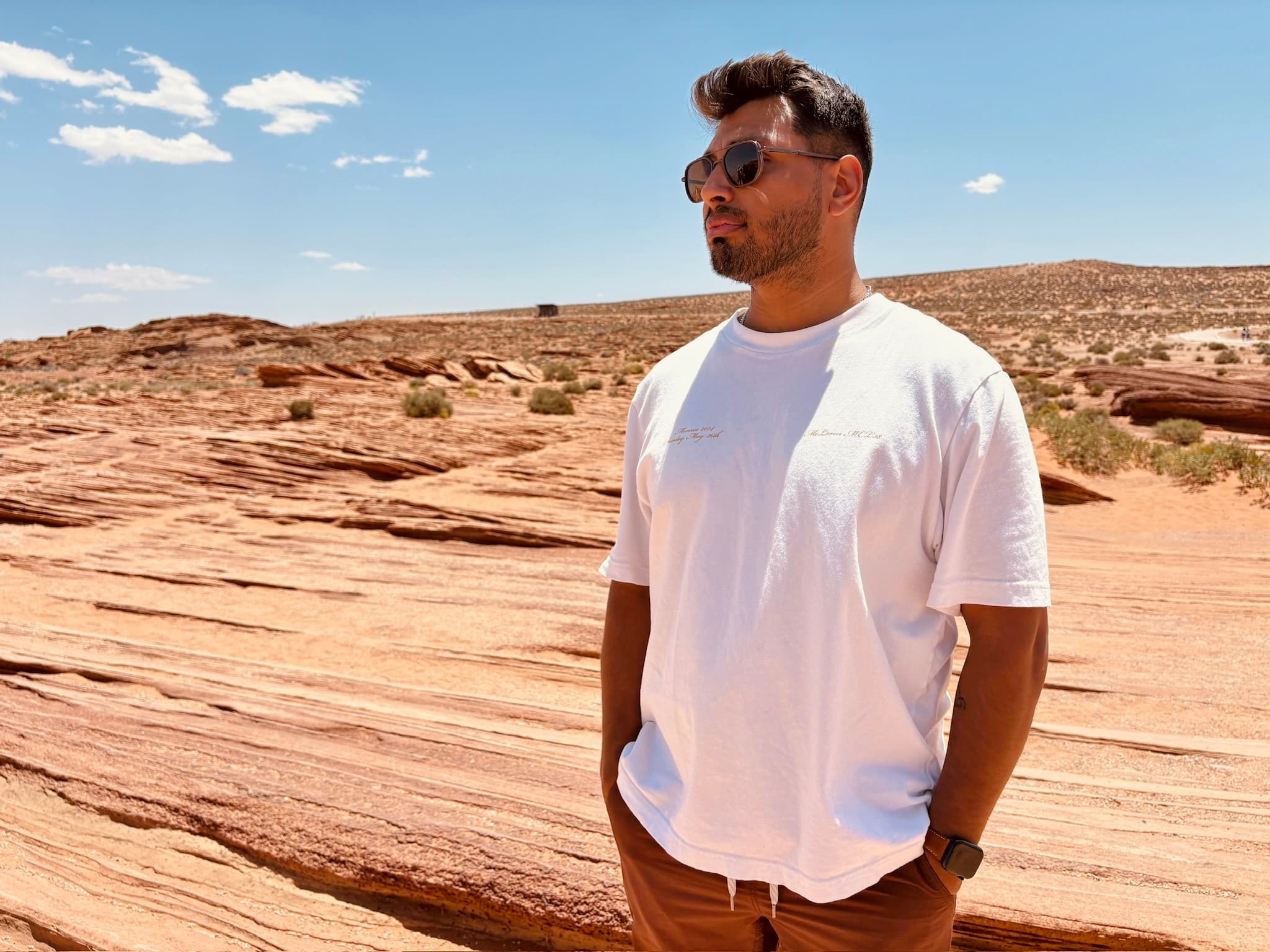 Austin standing in the Arizona desert